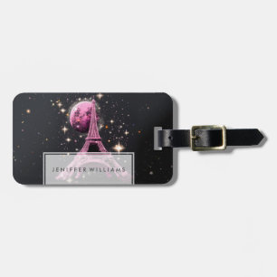 Eiffel Tower Night Moon           Luggage Tag