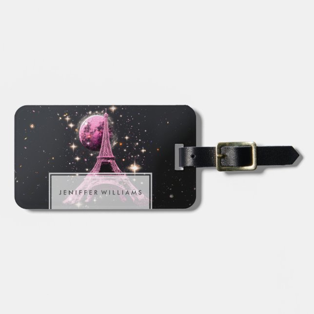 Eiffel Tower Night Moon           Luggage Tag (Front Horizontal)
