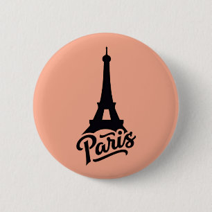 Eiffel Tower of Paris (France) black 2 Inch Round Button
