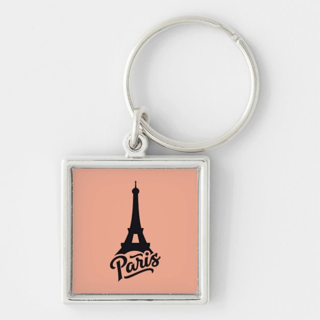 Eiffel Tower of Paris (France) black Keychain (Front)