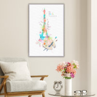 Eiffel Tower Paint Splatter Print on Canvas Art