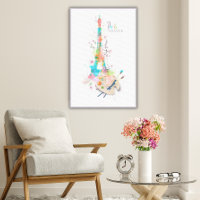 Eiffel Tower Paint Splatter Print on Canvas Art