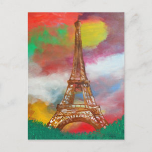 Eiffel Tower Painting Postcard
