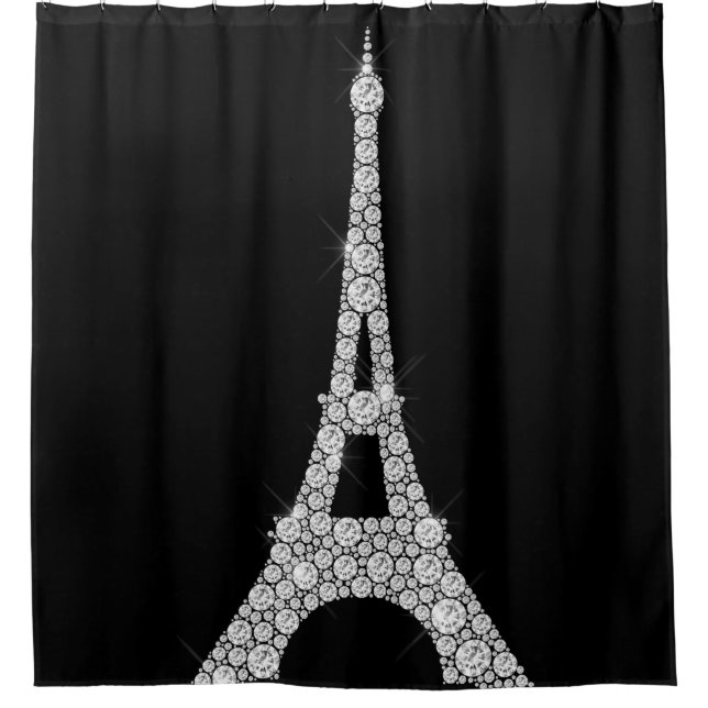 Eiffel Tower Pari Black White Swarovski Crystals (Front)