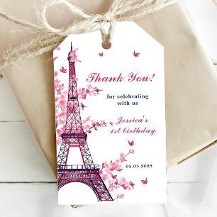 Eiffel Tower Paris 1st Birthday Party Gift Tags
