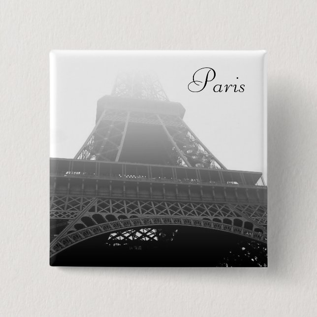 Eiffel tower Paris 2 Inch Square Button (Front)