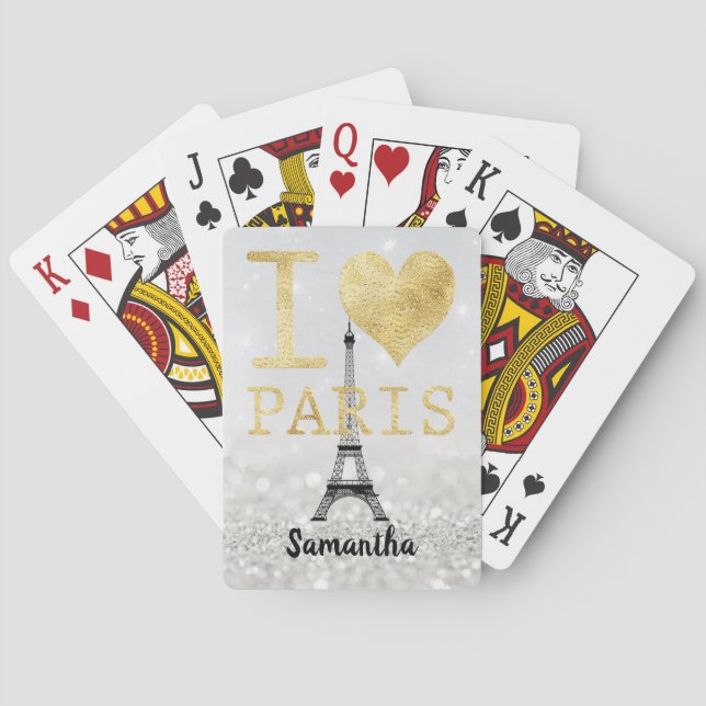 Eiffel Tower Paris and Heart Playing Cards (Back)