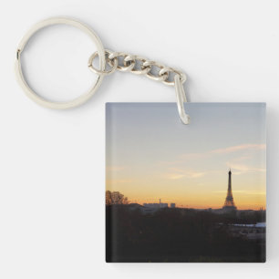 Eiffel Tower Paris at Sunset Keychain
