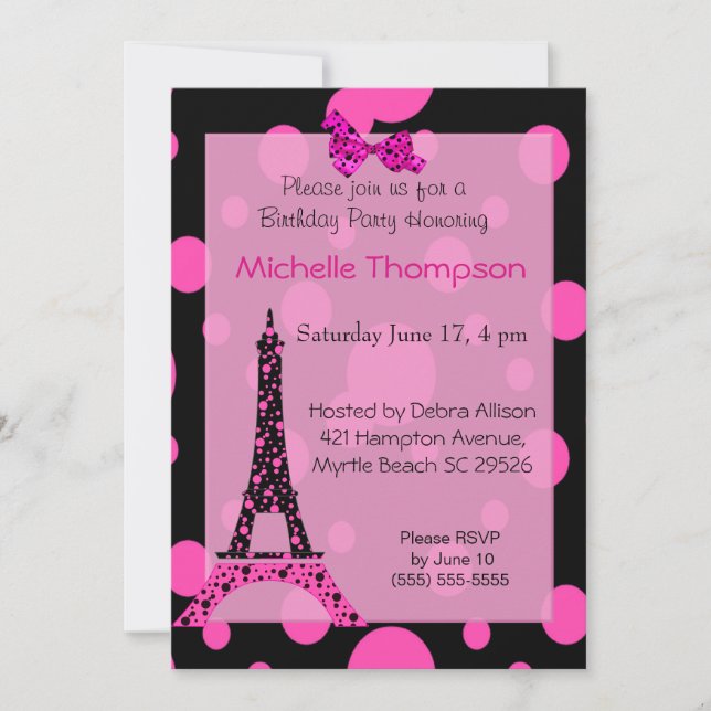 Eiffel Tower Paris  Birthday Invitations (Front)