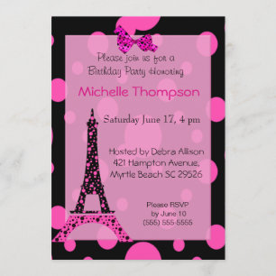 Eiffel Tower Paris Birthday Invitations