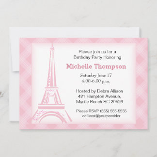 Eiffel Tower Paris  Birthday Invitations