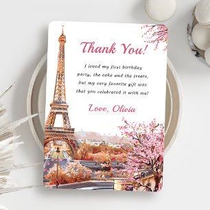 Eiffel Tower Paris Birthday Party Thank You Card