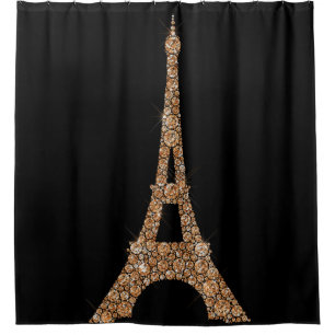 Eiffel Tower Paris Black Rose Gold Copper Crystals
