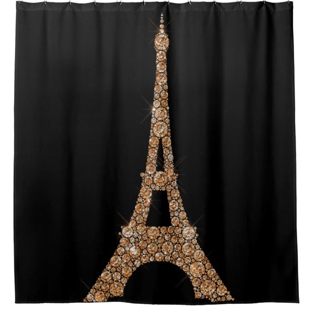 Eiffel Tower Paris Black Rose Gold Copper Crystals (Front)