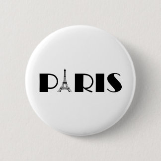 Eiffel Tower Paris Black & White 2 Inch Round Button