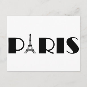 Eiffel Tower Paris Black & White Postcard
