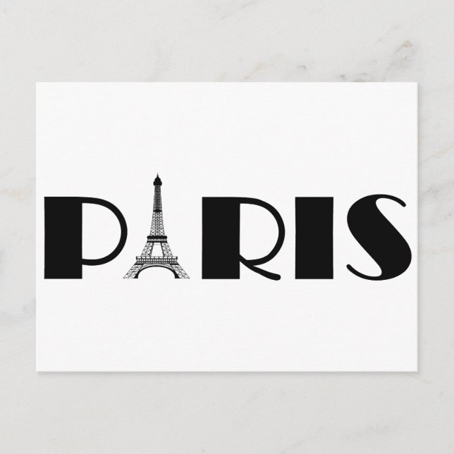 Eiffel Tower Paris Black & White Postcard (Front)