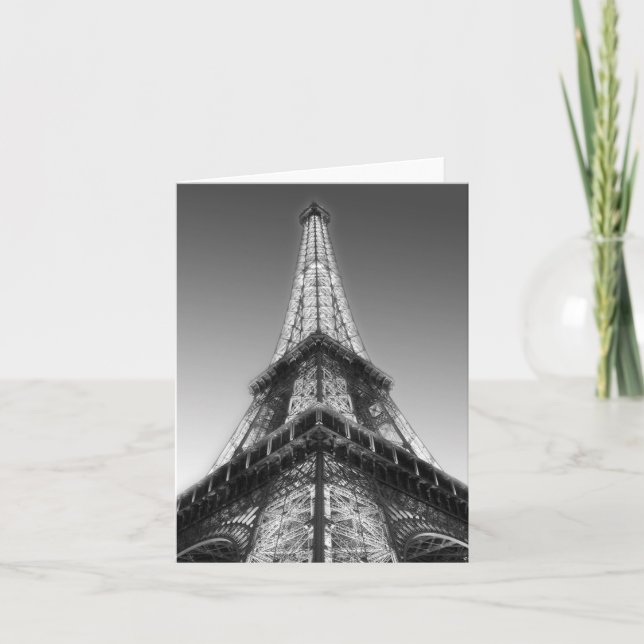 Eiffel Tower Paris Blank Note Card Black White (Front)