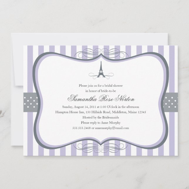 Eiffel Tower Paris Bridal Shower Invitation (Front)