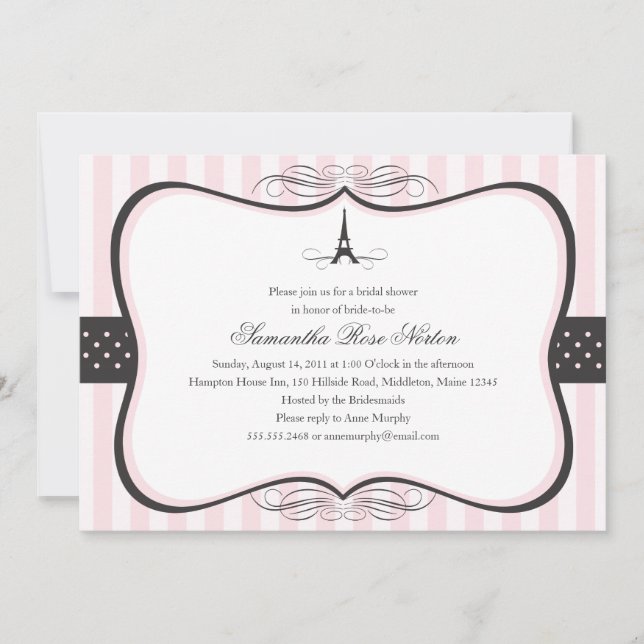 Eiffel Tower Paris Bridal Shower Invitation (Front)
