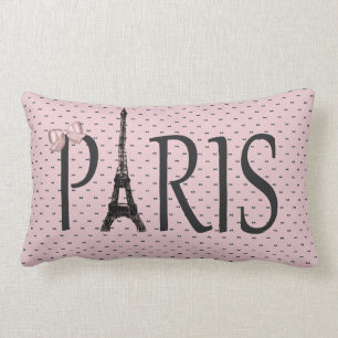 Eiffel Tower Paris Chic Pink Bows Lumbar Pillow
