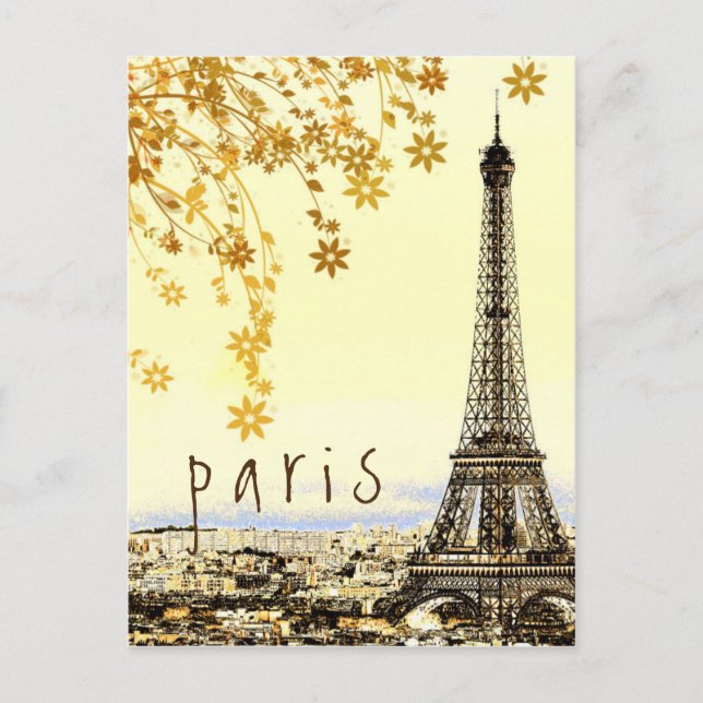 Eiffel Tower Paris City Rustic Vintage View Postcard (Front)