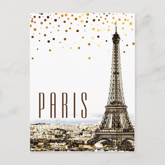 Eiffel Tower Paris City Rustic Vintage View Postcard (Front)