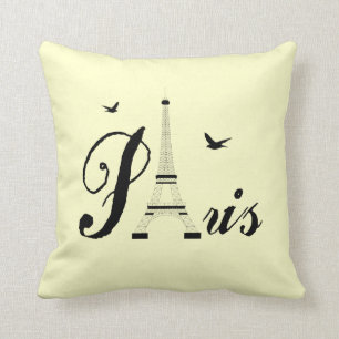 Eiffel Tower Paris Cream Black Picture Pillows