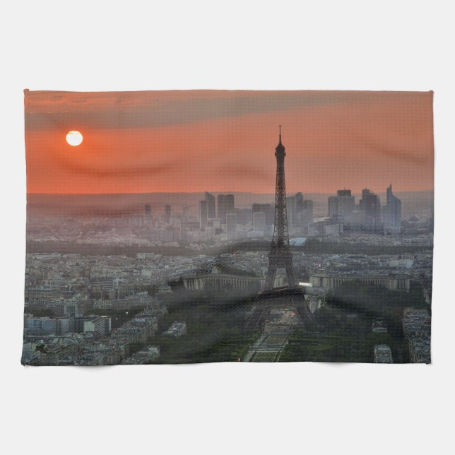 Eiffel Tower Paris Europe Travel Kitchen Towel (Horizontal)