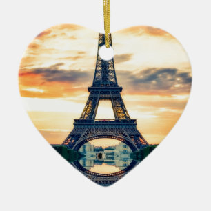 Eiffel Tower Paris Evening European Travel Ceramic Ornament