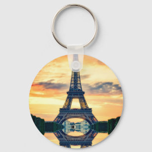 Eiffel Tower Paris Evening European Travel Keychain