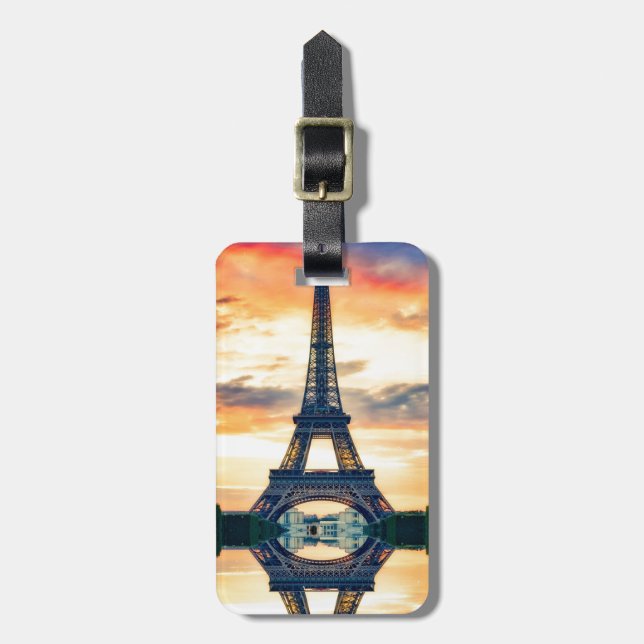 Eiffel Tower Paris Evening European Travel Luggage Tag (Front Vertical)