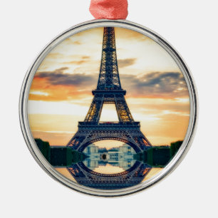 Eiffel Tower Paris Evening European Travel Metal Ornament