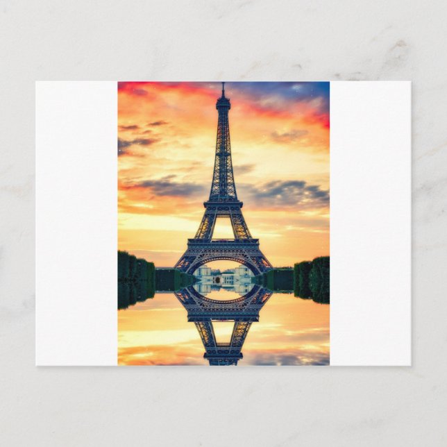 Eiffel Tower Paris Evening European Travel Postcard (Front)