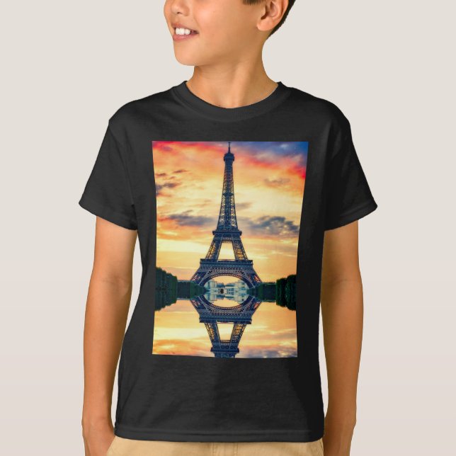 Eiffel Tower Paris Evening European Travel T-Shirt (Front)