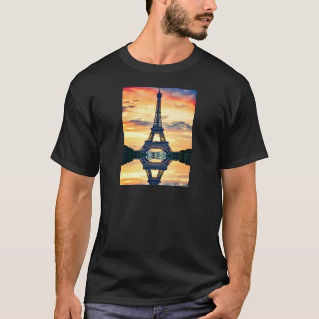 Eiffel Tower Paris Evening European Travel T-Shirt (Front)