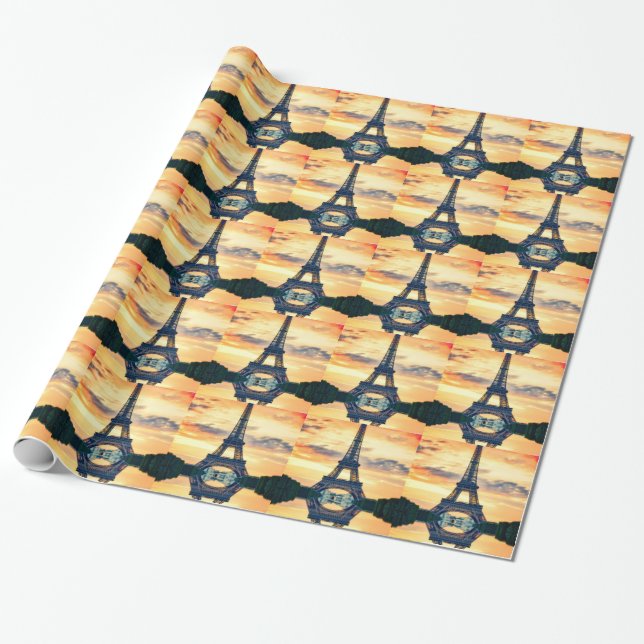 Eiffel Tower Paris Evening European Travel Wrapping Paper (Unrolled)