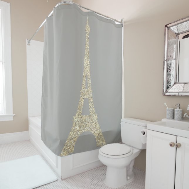 Eiffel Tower Paris Faux Glam Gold Grey Crystals (In Situ)
