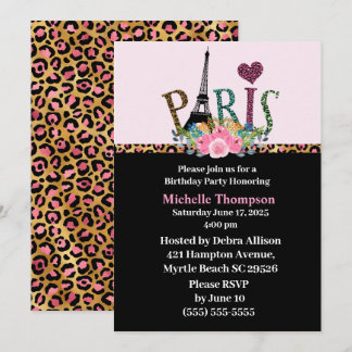 Eiffel Tower Paris France  Birthday Invitations