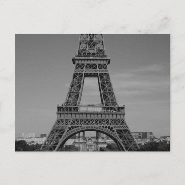 Eiffel Tower, Paris France, Black & White Postcard (Front)