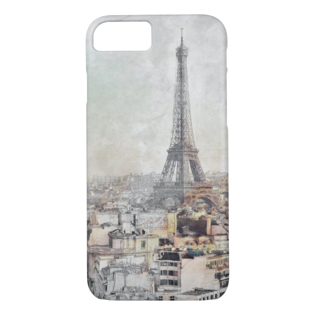 Eiffel Tower. Paris, France Classic Round Sticker Case-Mate iPhone Case (Back)