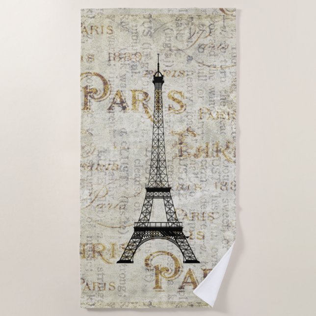Eiffel Tower Paris France Design  Beach Towel (Front)