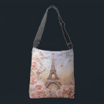 Eiffel Tower Paris France French Pink Floral Crossbody Bag<br><div class="desc">Eiffel Tower Paris France French Pink Floral Crossbody Bags features a stylish modern 3D design with the Eiffel Tower in Paris accented with pink flowers. Perfect as a gift for family and friends for birthday,  Christmas,  holidays and more or for mom for Mother's Day. Designed by Evco Studio www.zazzle.com/store/evcostudio</div>