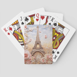 Eiffel Tower Paris France French Pink Floral Playing Cards