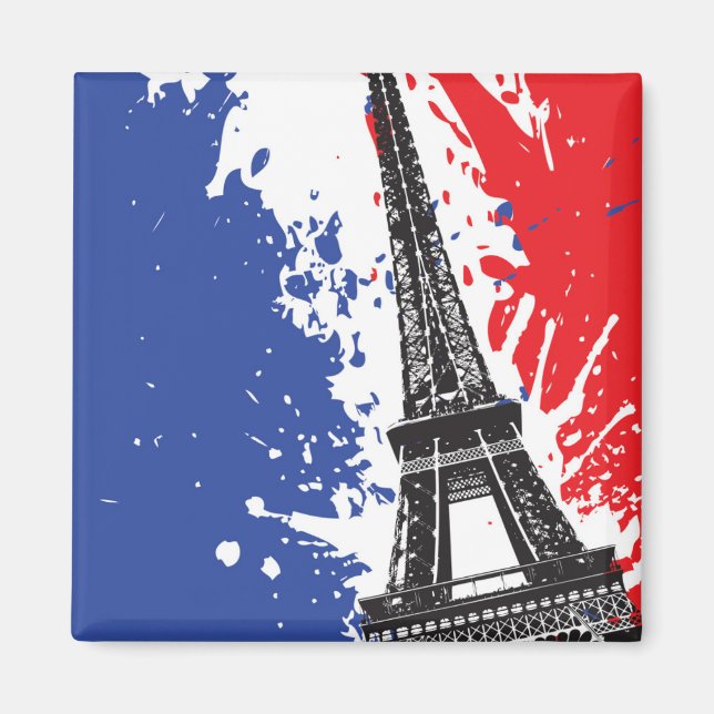 Eiffel Tower | Paris, France | Grunge Flag Magnet (Front)