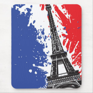 Eiffel Tower   Paris, France   Grunge Flag Mouse Pad