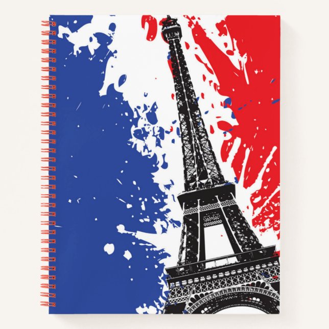 Eiffel Tower | Paris, France | Grunge Flag Notebook (Front)