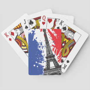 Eiffel Tower Paris, France Grunge Flag Playing Cards