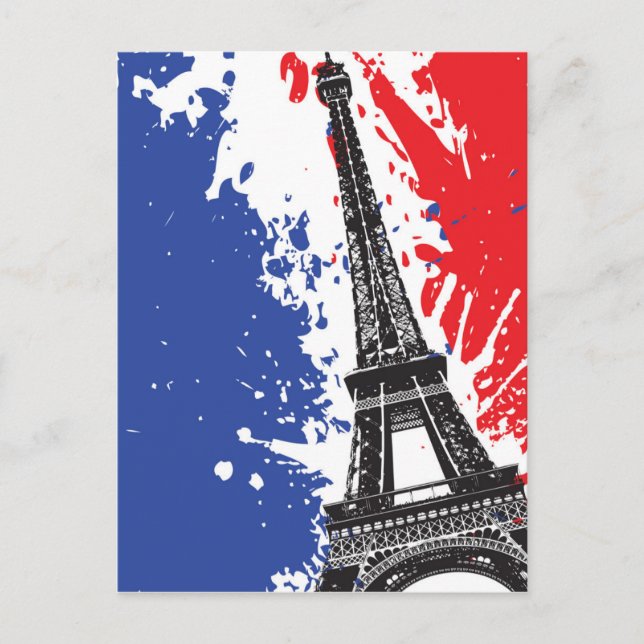Eiffel Tower | Paris, France | Grunge Flag Postcard (Front)