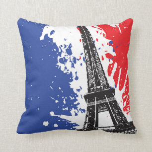 Eiffel Tower   Paris, France   Grunge Flag Throw Pillow